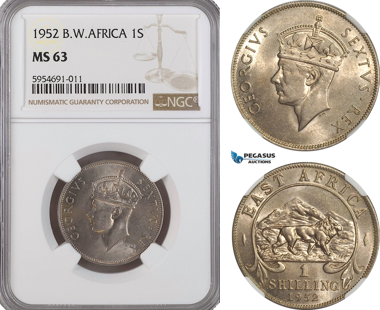 AG718, British West Africa, George VI, 1 Shilling 1952, NGC MS63
