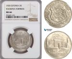 AG726, Estonia, 2 Krooni 1930 "Toompea Fortress" Silver, NGC MS66
