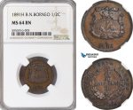 AG781, British North Borneo, 1/2 Cent 1891-H, Heaton, NGC MS64BN