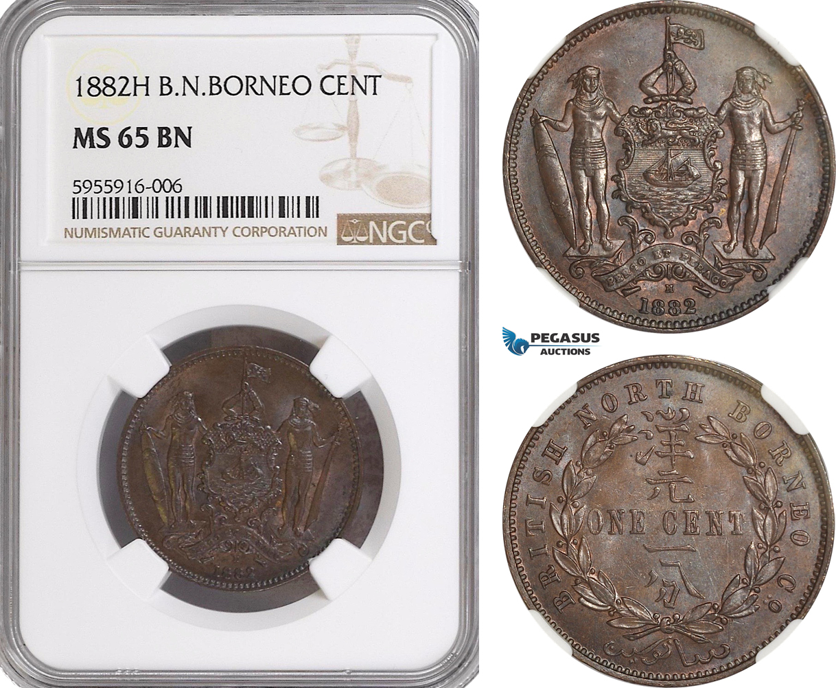 AG782, British North Borneo, 1 Cent 1882-H, Heaton, NGC MS65BN