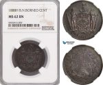 AG783, British North Borneo, 1 Cent 1888-H, Heaton, NGC MS62BN