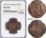 AG784, British North Borneo, 1 Cent 1891-H, Heaton, NGC MS63RB