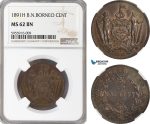 AG785, British North Borneo, 1 Cent 1891-H, Heaton, NGC MS62BN