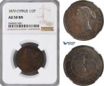 AG787, Cyprus, Victoria, 1/2 Piastre 1879, London, NGC AU50BN
