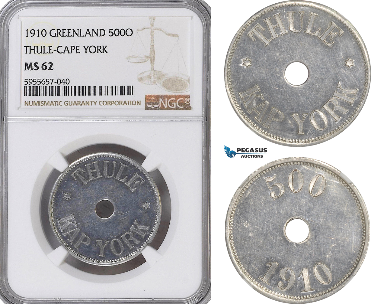 AG794, Greenland, Thule-Kap York, 500 Øre 1910, NGC MS62