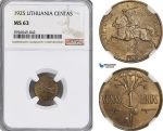 AG798, Lithuania, 1 Centas 1925, NGC MS63