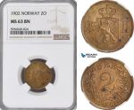 AG818, Norway, Oscar II, 2 Øre 1902, Kongsberg, NGC MS63BN