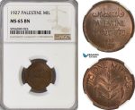 AG819, Palestine, 1 Mil 1927, London, NGC MS65BN