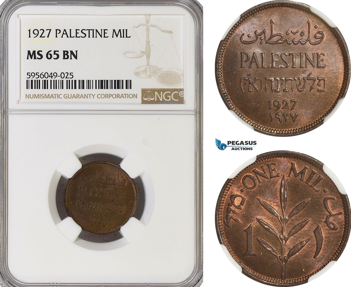 AG819, Palestine, 1 Mil 1927, London, NGC MS65BN