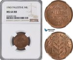 AG821, Palestine, 1 Mil 1943, London, NGC MS64RB