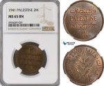 AG822, Palestine, 2 Mils 1941, London, NGC MS65BN