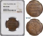 AG823, Palestine, 2 Mils 1942, London, NGC MS65BN