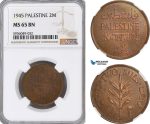 AG825, Palestine, 2 Mils 1945, London, NGC MS65BN