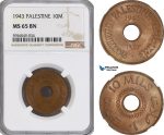 AG828, Palestine, 10 Mils 1943, London, NGC MS65BN