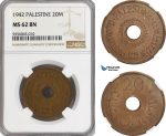 AG831, Palestine, 20 Mils 1942, London, NGC MS62BN