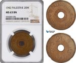 AG832, Palestine, 20 Mils 1942, London, NGC MS63BN