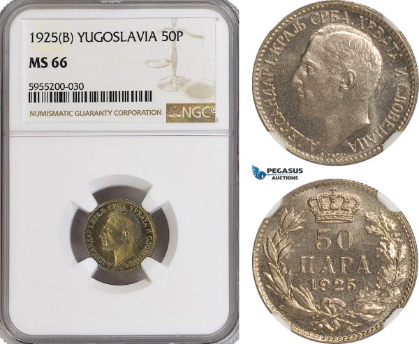 AG862, Yugoslavia, Alexander I, 50 Para 1925 (B), NGC MS66