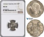 AG863, Yugoslavia, Alexander I, 50 Para 1925 (B), NGC MS66