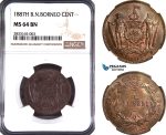 AG943, British North Borneo, 1 Cent 1887 H, Heaton Mint, KM# 2, NGC MS64BN
