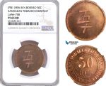 AG945, British North Borneo, 50 Cents ND, Pre 1896, Sandakan Tobacco Company, LaWe-758, NGC PF65RD