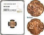 AG957, Estonia, 1 Sent 1929, KM# 10, NGC MS64RB