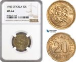 AG958, Estonia, 20 Senti 1935, KM# 17, NGC MS64