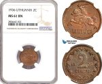 AG974, Lithuania, 2 Centai 1936, KM#80, NGC MS61BN