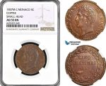 AG979, Monaco, Honore V, 5 Centimes 1837 M, Copper, Small Head, KM# 95.2a, NGC AU55BN