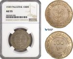 AH104, Palestine, 100 Mils 1939, London Mint, Silver, NGC AU55