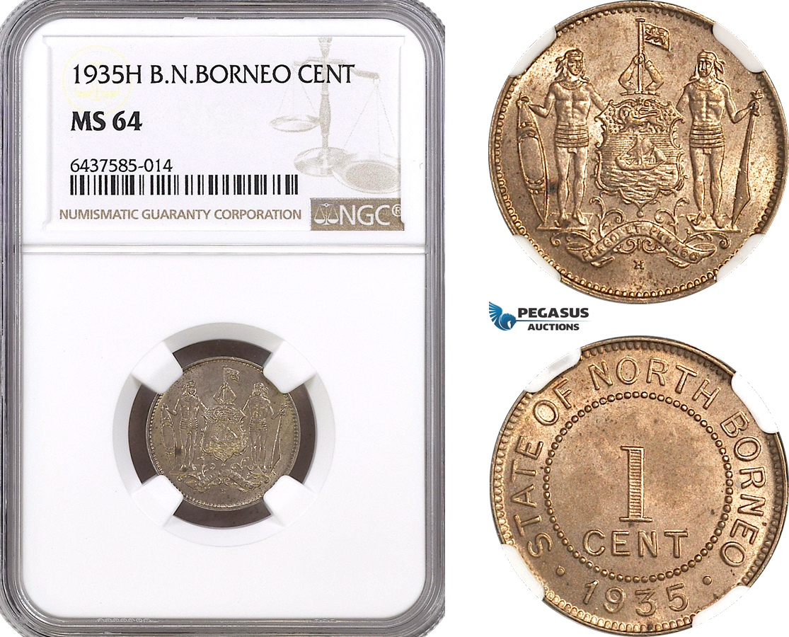 AH179, British North Borneo, 1 Cent 1935 H, Heaton Mint, NGC MS64