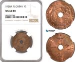 AH221, French Indo-China, 1 Centime 1938 A, Paris Mint, NGC MS64RB