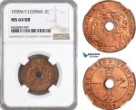 AH222, French Indo-China, 1 Centime 1939 A, Paris Mint, NGC MS64RB