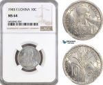 AH223, French Indo-China, 10 Centimes 1945, Paris Mint, NGC MS64