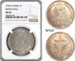 AH225, French Indo-China, 1 Piastre 1947, Paris Mint, Reeded Edge, NGC MS63