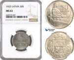 AH231, Latvia, 50 Santimu 1922, NGC MS63