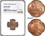 AH234, Lithuania, 5 Centai 1936, NGC MS64RB