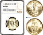AH245, Philippines (US Administration) 50 Centavos 1945 S, San Francisco Mint, Silver, NGC MS64+