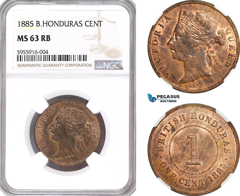 AH276, British Honduras, Victoria, 1 Cent 1885, NGC MS63RB