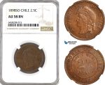 AH282, Chile, 2 1/2 Centavos 1898 So, Santiago Mint, NGC AU58BN