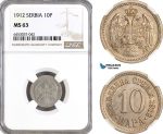 AH354, Serbia, Petar I, 10 Para 1912, NGC MS63