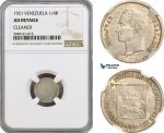AH365, Venezuela, 1/4 Bolivar 1921, Silver, NGC AU Det.