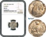 AH369, Belgium, Leopold II, 50 Centimes 1901, Flemish Legend, Brussels Mint, Silver, NGC MS65