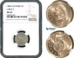 AH384, Colombia, 5 Centavos 1886, Large 5, NGC MS64
