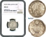 AH410, Japan, Meiji, 20 Sen M29 (1896) Silver, NGC MS63