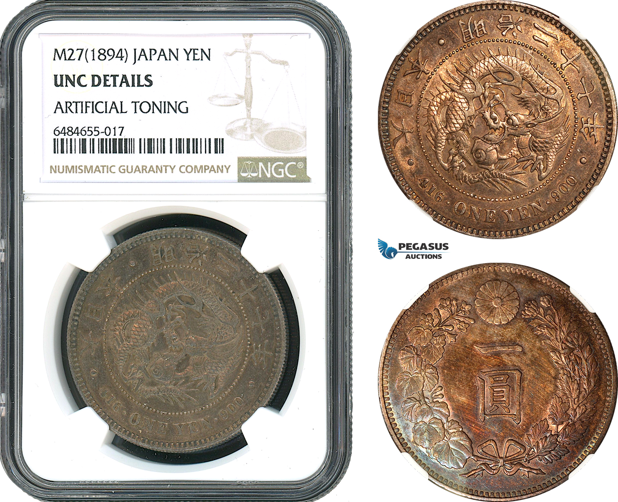 AH411, Japan, Meiji, 1 Yen M27 (1894) Silver, NGC UNC Det.
