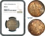 AH416, Lithuania, 5 Litai 1925, Silver, NGC MS61