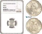 AH46, Ecuador, 1 Decimo de Sucre 1916, Philadelphia Mint, Silver, NGC MS64