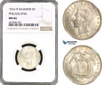 AH47, Ecuador, 2 Decimos de Sucre 1916 TF, Philadelphia Mint, Silver, NGC MS64