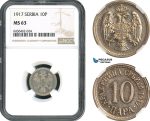 AH481, Serbia, Petar I, 10 Para 1917, NGC MS63