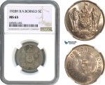AH522, British North Borneo, 5 Cents 1928 H, Heaton Mint, NGC MS65